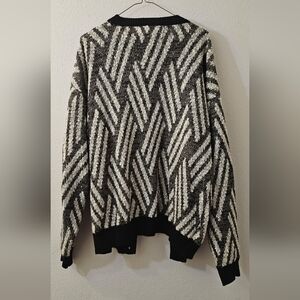 Point Zero Black and White Chevron Men's Cardigan